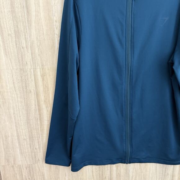 GYMSHARK Regulate Full Zip Sweater Mens Large Teal Jacket Workout Activewear Gym - Picture 5 of 9